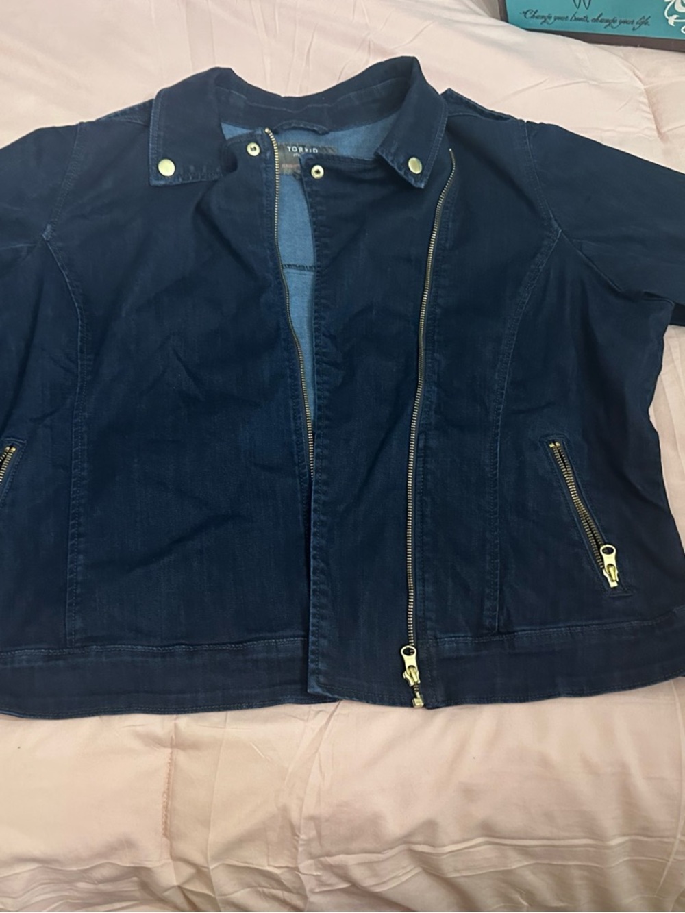 torrid Navy Zip-Front Jacket with Gold Hardware